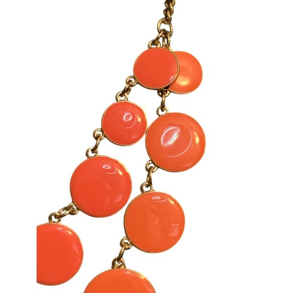 Vintage 15” - 18” Gold Tone & Two Tone Coral Enamel Bib Necklace (1363) - Picture 4 of 6